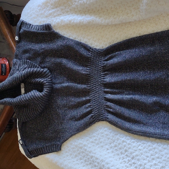 Silver & gray sparkle sweater dress with blingy button details on sleeves 10/12 - Picture 2 of 6